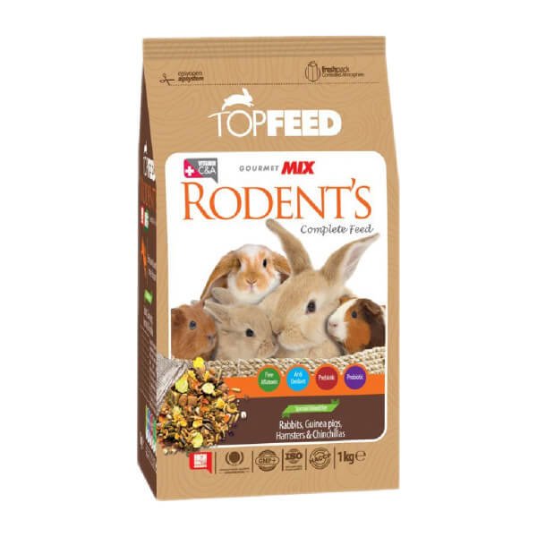 رایاپت فروشگاه آنلاین لوازم و غذای حیوانات خانگی-غذای خشک جوندگان تاپ فید مدل Rodent copmlete feed وزن 1 کیلوگرم