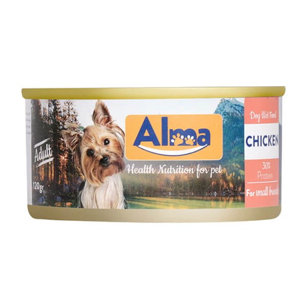 رایاپت فروشگاه آنلاین لوازم و غذای حیوانات خانگی-کنسرو غذای سگ آلما مدل Ch وزن 120 گرم