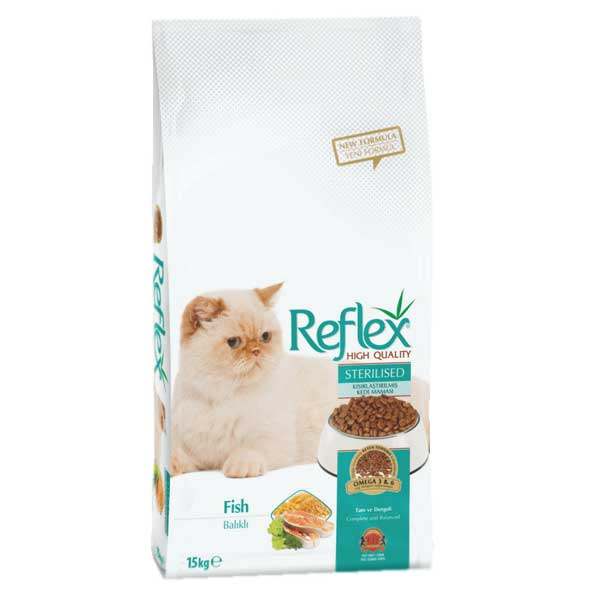 رایاپت فروشگاه آنلاین لوازم و غذای حیوانات خانگی-غذای خشک رفلکس مخصوص گربه بالغ عقیم شده مدل Sterilised مقدار 15 کیلوگرم