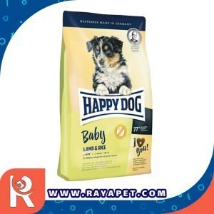رایاپت فروشگاه آنلاین لوازم و غذای حیوانات خانگی-غذای خشک سگ هپی داگ مدل سوپر پریمیوم Baby Lamb & Rice