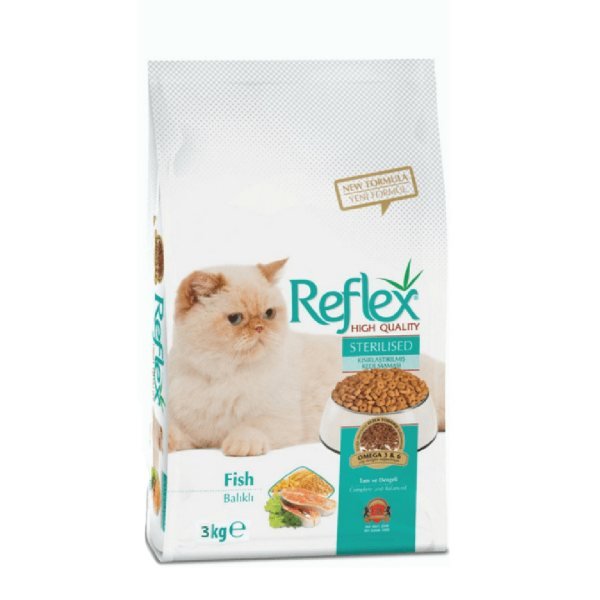 رایاپت فروشگاه آنلاین لوازم و غذای حیوانات خانگی-غذای خشک مخصوص گربه بالغ عقیم شده رفلکس مدل Sterilised وزن 3 کیلوگرم