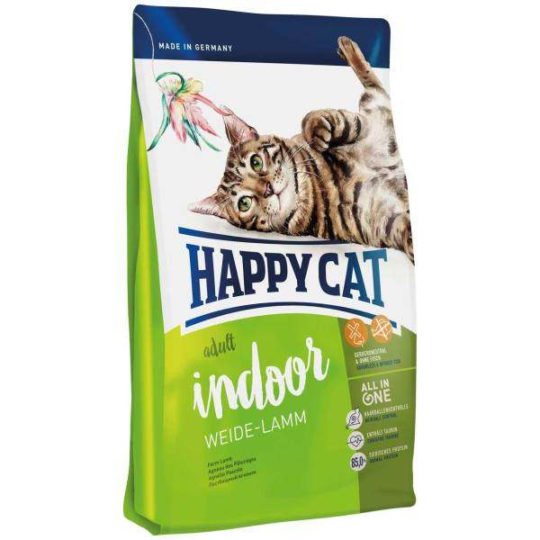 رایاپت فروشگاه آنلاین لوازم و غذای حیوانات خانگی-غذای خشک گربه هپی کت مدل Indoor Adult Weide Lamm وزن 4 کیلوگرم