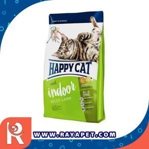 رایاپت فروشگاه آنلاین لوازم و غذای حیوانات خانگی-غذای خشک گربه هپی کت مدل indoor Weide lamm