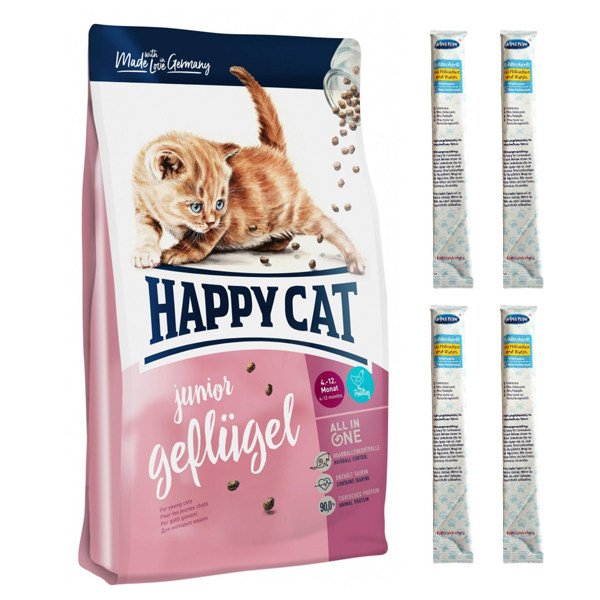 رایاپت فروشگاه آنلاین لوازم و غذای حیوانات خانگی-غذای خشک گربه هپی کت مدل جونیور وزن ۱۰ کیلوگرم به همراه بستنی گربه