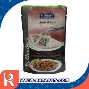 رایاپت فروشگاه آنلاین لوازم و غذای حیوانات خانگی-غذای پوچ گربه دکتر کلادرز مدل Veal & turkey-hen
