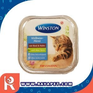 رایاپت فروشگاه آنلاین لوازم و غذای حیوانات خانگی-کنسرو غذای گربه بالغ وینستون مدل Rind & Huhn und Aloe vera