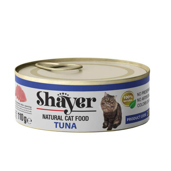 رایاپت فروشگاه آنلاین لوازم و غذای حیوانات خانگی-کنسرو غذای گربه شایر مدل Tuna کد 47826 وزن 110 گرم