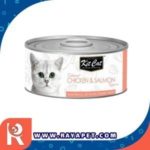 رایاپت فروشگاه آنلاین لوازم و غذای حیوانات خانگی-کنسرو غذای گربه کیت کت مدل مرغ و ماهی سالمون