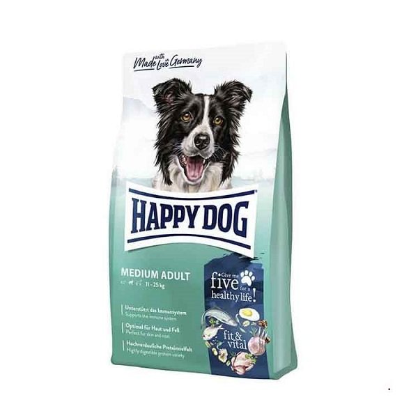 غذای خشک سگ هپی داگ مدل medium adult fit and vital وزن 12 کیلوگرم-رایاپت